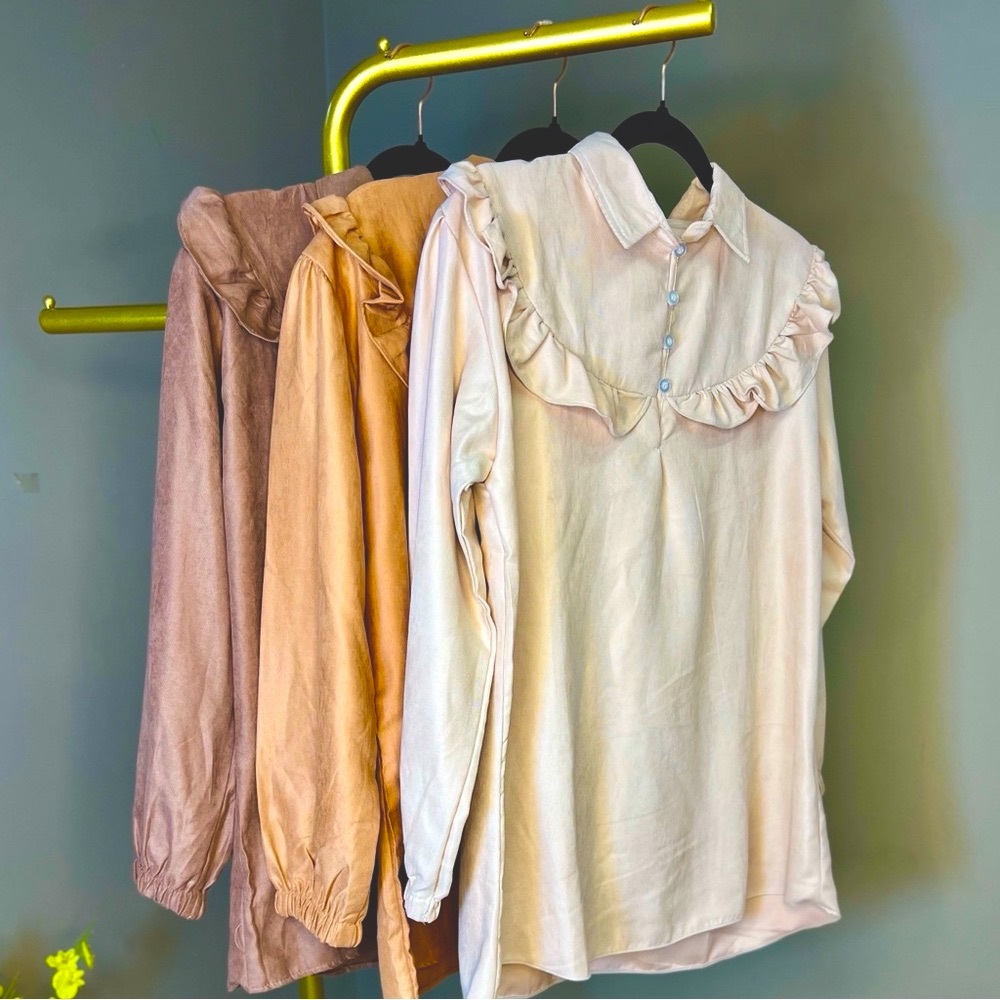 Cream Ruffled Women's Top - Picture 7 of 8